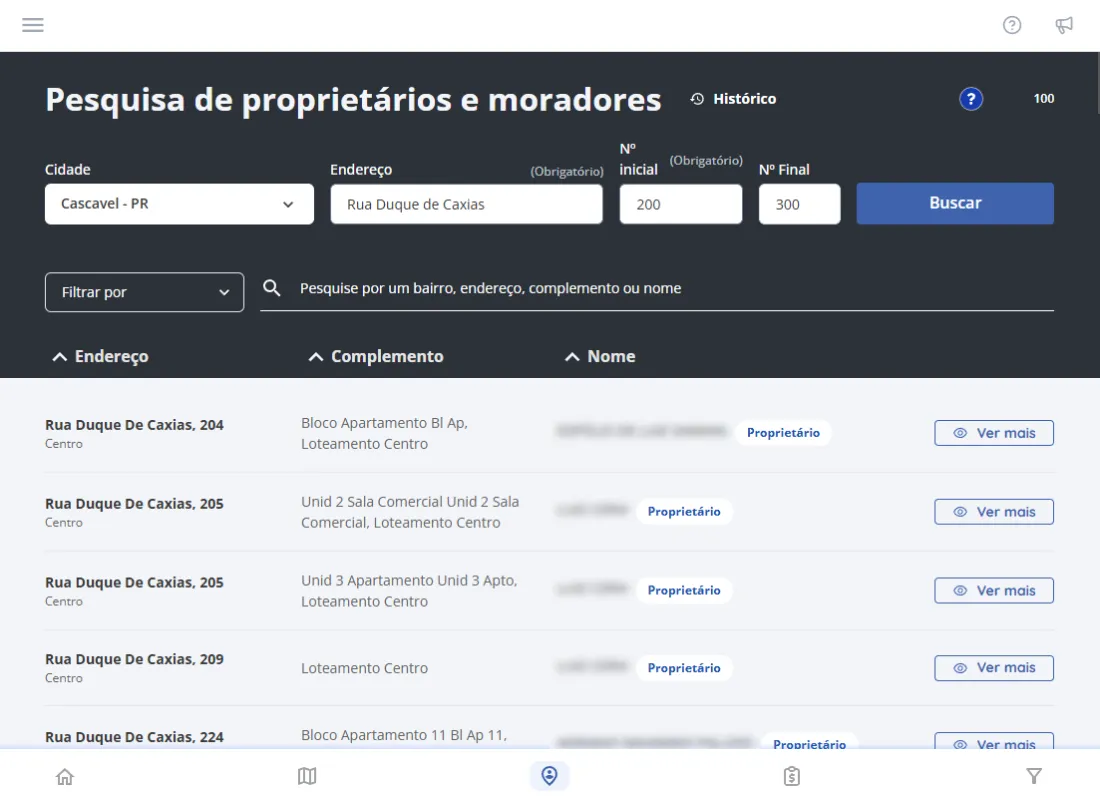 Contato do proprietário do imóvel disponível no CAPTE+